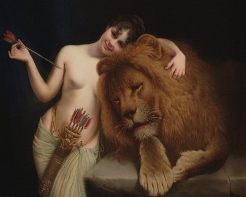 silenceforthesoul:Angelo Graf von Courten - The Goddess Diana With A Lion