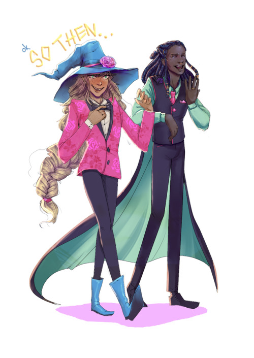 pyronayniadraws: It’s date night @tryforce inspired me (x) [id: a fullbody drawing of Taako an