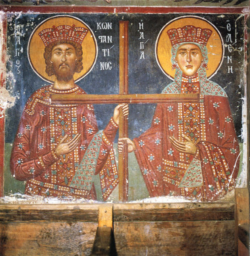 Emperor Constantine and his mother Helena, fresko from Kykkos Monastery in Pedoulas, Cyprus, end of 