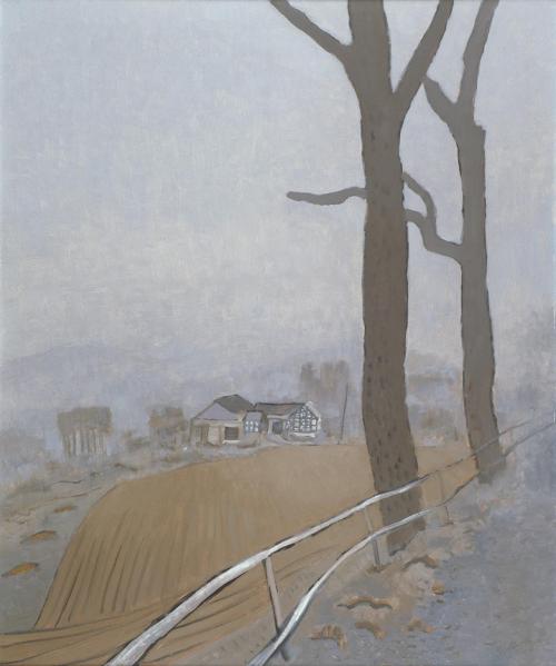 A Hazy Day   -   Wolfgang Mattheuer , 1984.German, 1927-2004Oil on hardboard, 85 x 70 cm.