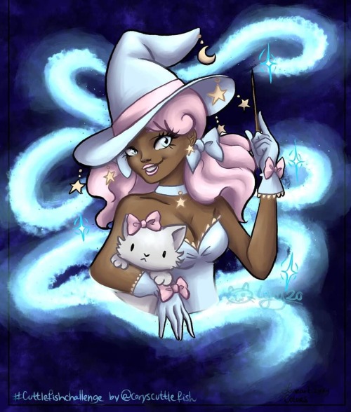 Quarentaine drawing with @caryscuttlefish ’s challenge : cotton candy witch #cuttlefishchallen