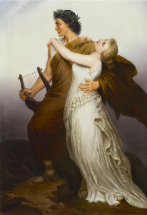 monsieurleprince: A German porcelain mythological plaque, late XIX century, Orpheus leading Eurydice