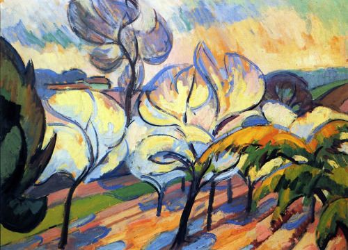 Trees in Bloom Artist: André LhoteYear: 1908Type: Oil on paper