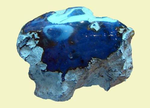Blue amberMost amber is the yellow-orange colour of tree resin, but a rarely found variant exhibits 