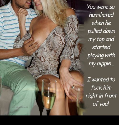 jacksharesjill: hauntedcuckold:Watching my wife give herself to him in public is hot My exslutwife, 
