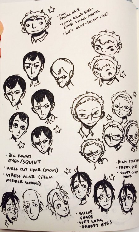 I have lots of sketches I forgot to post! Here are some 1st years, and me thinking about their faces