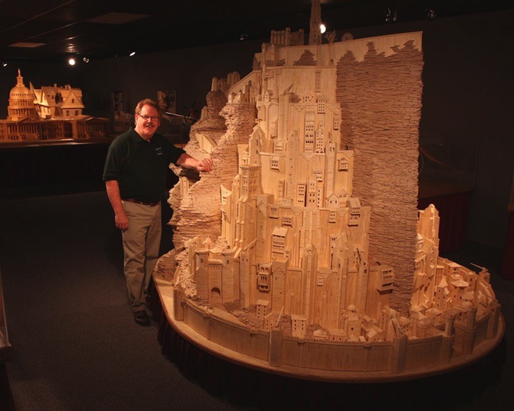 mymodernmet:  Minas Tirith by Pat Acton Artist uses 420,000 matchsticks to recreate