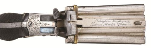 peashooter85:Eight barreled volley pistol crafted by Giovanni Merolla, circa 1850-1875.from Rock Isl