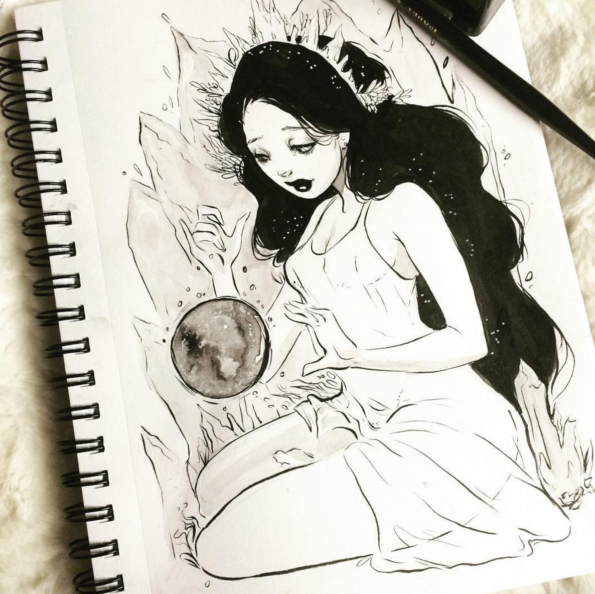 artofashleighizienicki:  Day 9 and 10  of #inktober and #witchtacular !!! Day 9.
