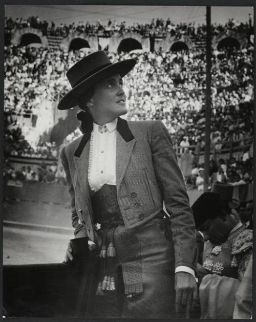 lauramcphee:Matadora Conchita Cintrón, Arles, France1949 (Brassaï)One of the world’s premier rejonea