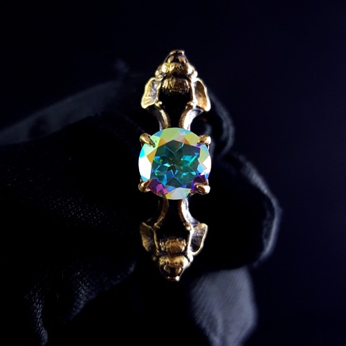 Nocturne ring with mercury mist topaz and amethyst.www.omniastudios.com