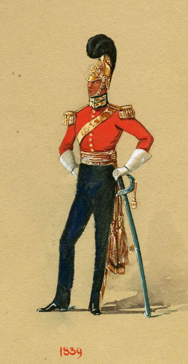 cuirassier:Troopers and officers of the 5th Dragoon Guards throughout the years., illustrations by R