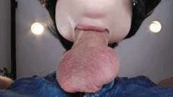 blowmegif:  ‡   I do so love licking his balls while his real man sized cock is buried deep down my throat *giggle*