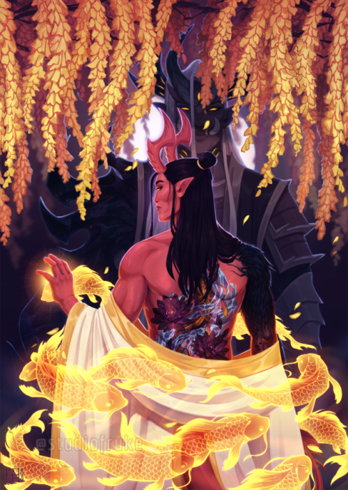 zines are starting to arrive, so here&rsquo;s the spread I did for the @tieflingzine! it was a p