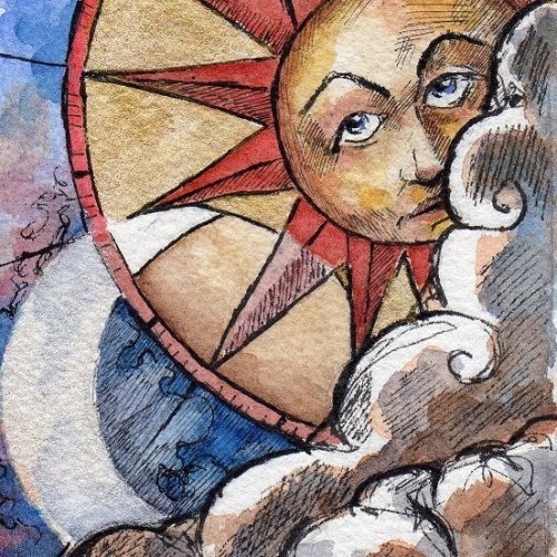 #traditionalart #sunandmoon #celestial #watercolor #sun #moon #art #artistsoninstagram