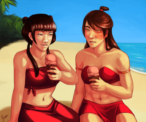 Hanging out on the beach, scoping out hotties together, encouraging Zuko to ask out that girl who&am