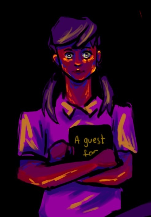 a close up at the face of a young Jon from the previous picture. this time a title for the book is seen. it's "a guest for...", the rest of it is covered by his arm.