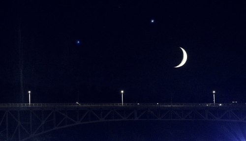 Moon over Aurora Bridge, Seattle