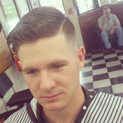 imonkeyaround:  #combover #fade #barberlove #barbershop #newlondon #wahl #navy #noplasticwbs @steel_yourbarberologist 