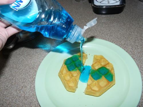caffeineisforcoolkids:splattery:you pour soap on your waffle. “for the aesthetic” you whisper. a sin