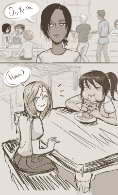 dkoj:  anime-admiral:savvyseverine:I don’t know how to continue this stupid comic.Connie: niceWhy is that guy getting food shoved in his mouth the entire time.