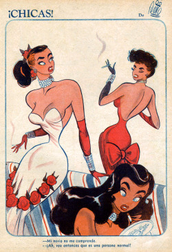 vintagegal:Illustration by Guillermo Divito, 1947  ¡Ay! Que linda, me gusta mucho.