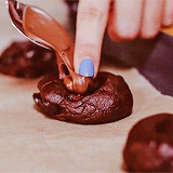 simplyfoodgifs-deactivated20150:  Chocolate Caramel Cookies x ~ recipe by topwithcinnamon 