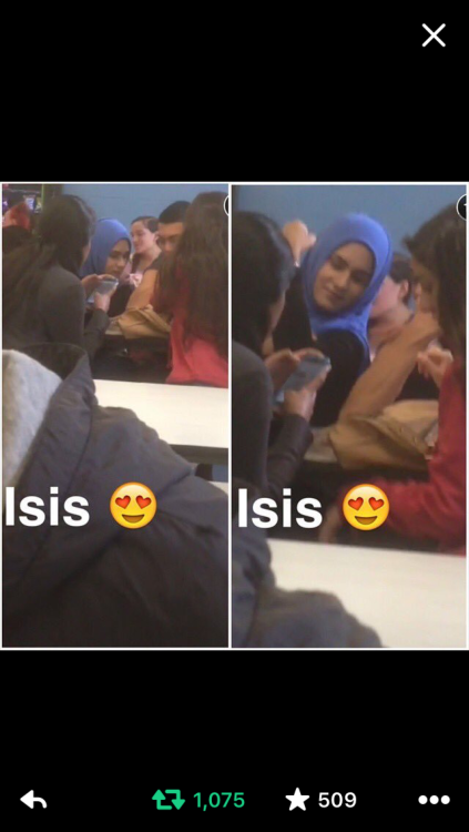 addicted–to-healthy:  birdyally:  crucialnudes:  sourpatchsocrates:  I just saw this on Twitter. This happened in my township. This is ridiculous. Someone snapchatted this girl and called her Isis because of what she was wearing and the school district