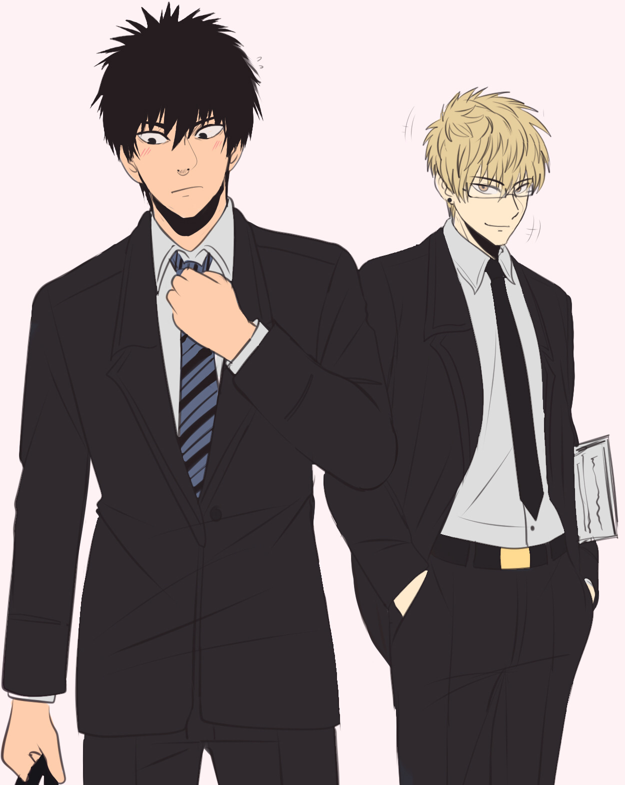 cubisticking:  Business!AU (?) where Saitama is a manager and Genos is his (very