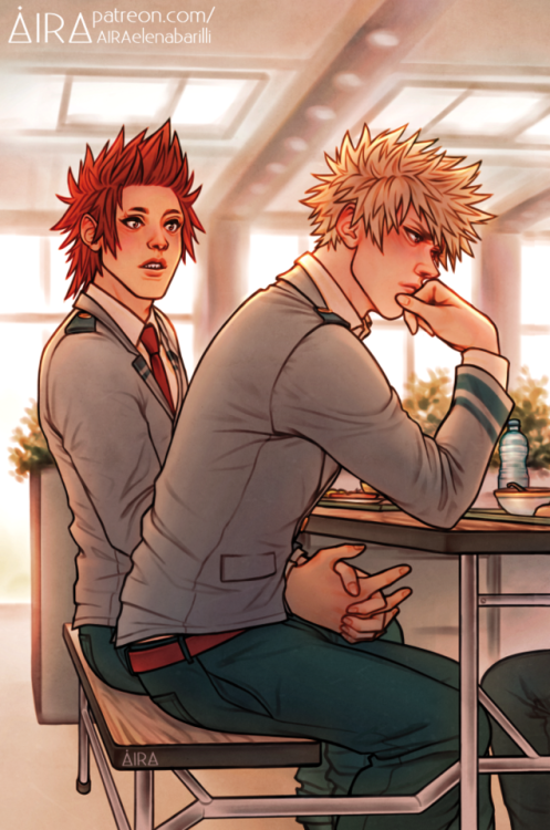 Here’s the piece I did for the @takemyhandzine - a kiribaku fanzine full of manly love! (Someone lit