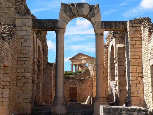 Ruins of roman city of Dougga, Tunisia