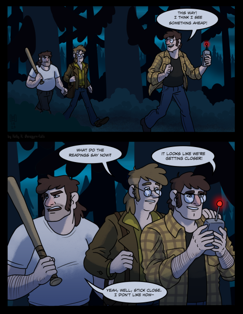 eregyrn-falls-art:The MYSTERY TRIO in “Not, In Fact, a Ghost Story”!WHEW.This comic has been a long 