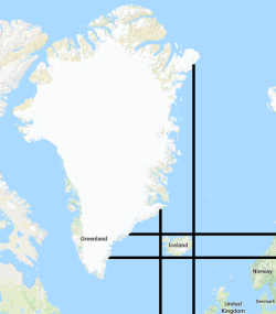 mapsontheweb:  Greenland is farther east,