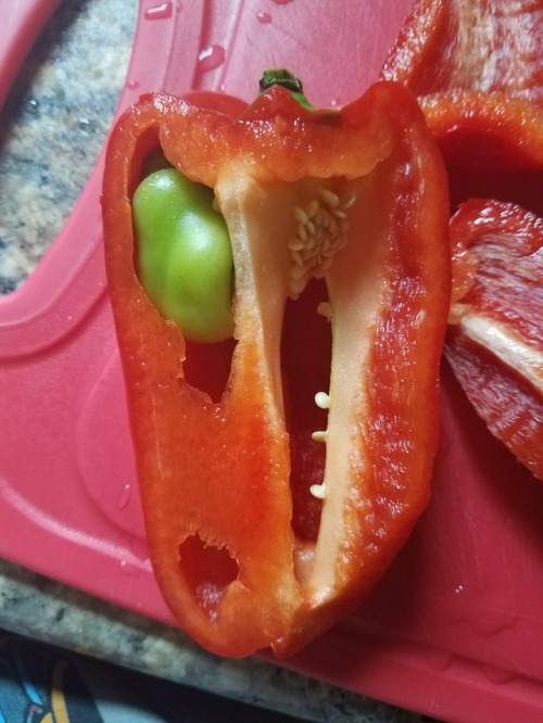 hellokittyismyspiritanimal: nightjarring: My mom bought a pepper and it had this second secret, sma