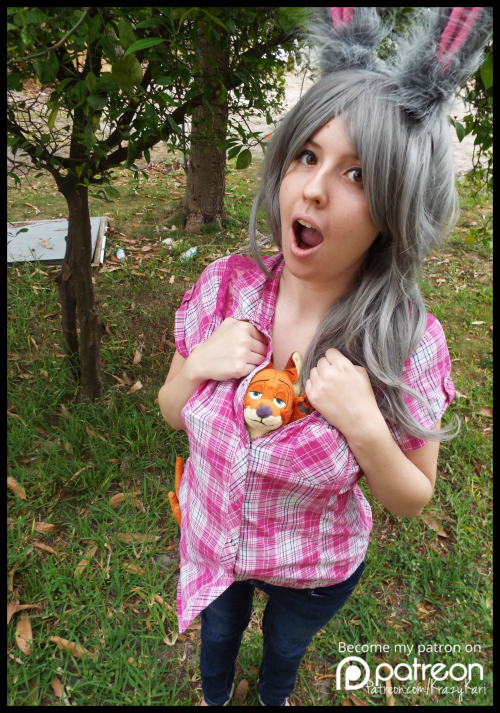 krazykariana:  Carrot Farmer Judy Hopps cosplay! This was fun to do, she has been my favorite new Disney female character! They wrote her character so well! And yes, Nick is drowing in my boobs. Facebook Twitter Instagram DeviantartAnd my Patreon, where