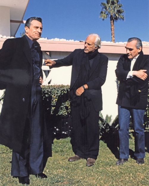 Hugomoreira:robert De Niro, Giorgio Armani And Martin Scorsese On Set Of ‘Casino’