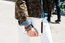 dapperedition:  The Denim Shirt with a Camouflage Jacket, a vicious combination. 