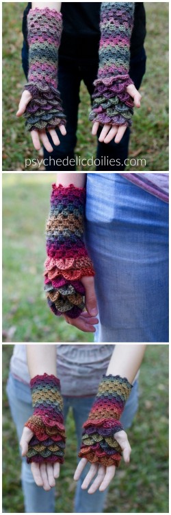 truebluemeandyou: DIY Crochet Dragon Scale Gloves Free Pattern There are so many pay patterns out th