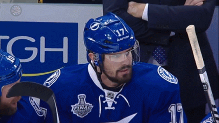 Brendan Morrow serves refreshments to Killorn after scoring the first goal in the Stanley Cup Finals
