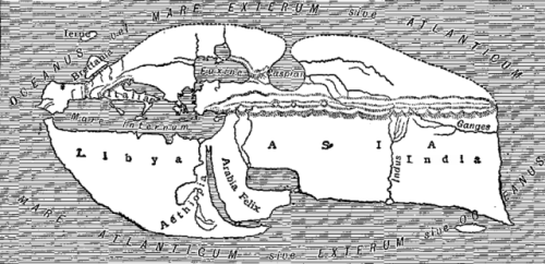 sealedbeastnue:mapsontheweb:Ancient Greek geographer Strabo’s map of the known world. bad work
