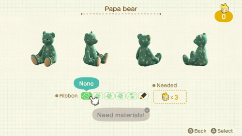 Item: papa bear# of customizations: 5Customization names: none, red, blue, yellow, custom designCust