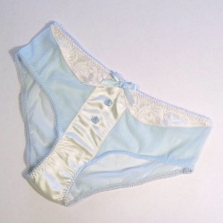 sugarlacelingerie:  Just sewed these up💎 “Baby Blues” panty💎   Follow me on IG   http://instagram.com/p/yEA5AfOltW/  And buy now in XS- XL   https://www.etsy.com/listing/219225805/baby-blues-panty