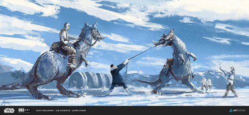 Han Solo meets his match… a tauntaun as stubborn as the smuggler himself.
Art by Jared Shear for the ILM Art Challenge.