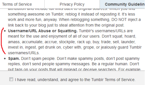 Tumblr T&C’s are sassy, now with added legibility!