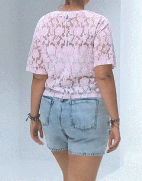 Emma in ASOS CURVE Exclusive Lace T-Shirt In Floral Print