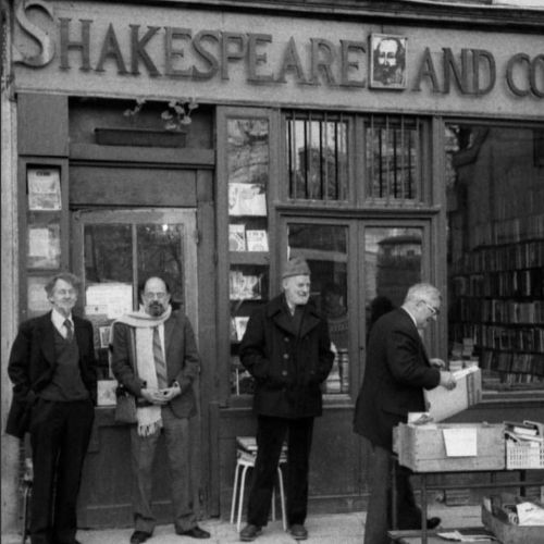 George Whitman, Allen Ginsberg , &amp; Lawrence Ferlinghetti at Shakespeare and Co bookstore, Pa