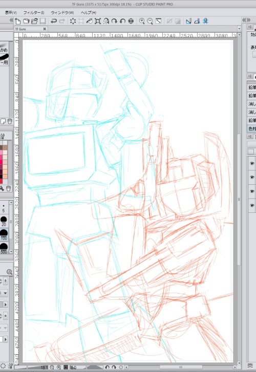 Got the sudden idea to do a print of G1 Soundwave with gun Shockwave and Starscream with gun Megatron. Asked a friend of mine and she thought the idea works, so I’m going ahead and gonna make this into a print for Botcon!! Now that I’ve looked