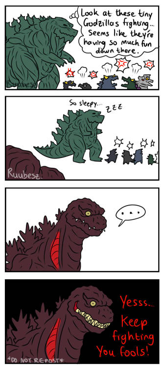 ruubesz-draws: There is one Imposter among Godzilla(s) Who could it be…..?? And look at them 