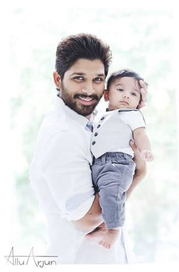 Allu arjun and his baby allu ayaan on We Heart It weheartit.com/entry/127573626/via/raihanah_