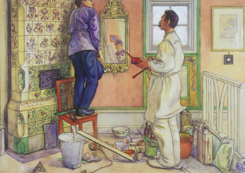 My friends, the Carpenter and the Painter, 1909, Carl LarssonMedium: watercolor,paper